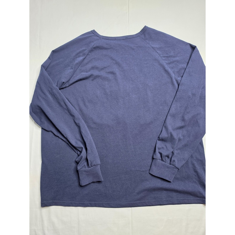 Edikted Shirt Women's Large Blue Graphic 100% Cotton Raglan Sleeve Oversized Fit - Picture 2 of 9